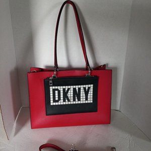 DKNY Red Leather Shoulder Bag
